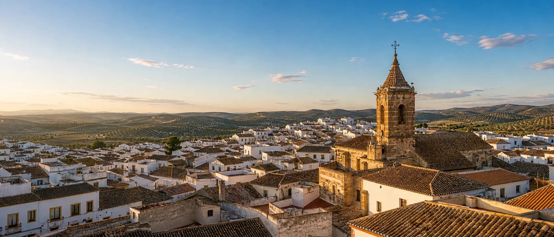 Vista del casco de Castro del Río al atardecer