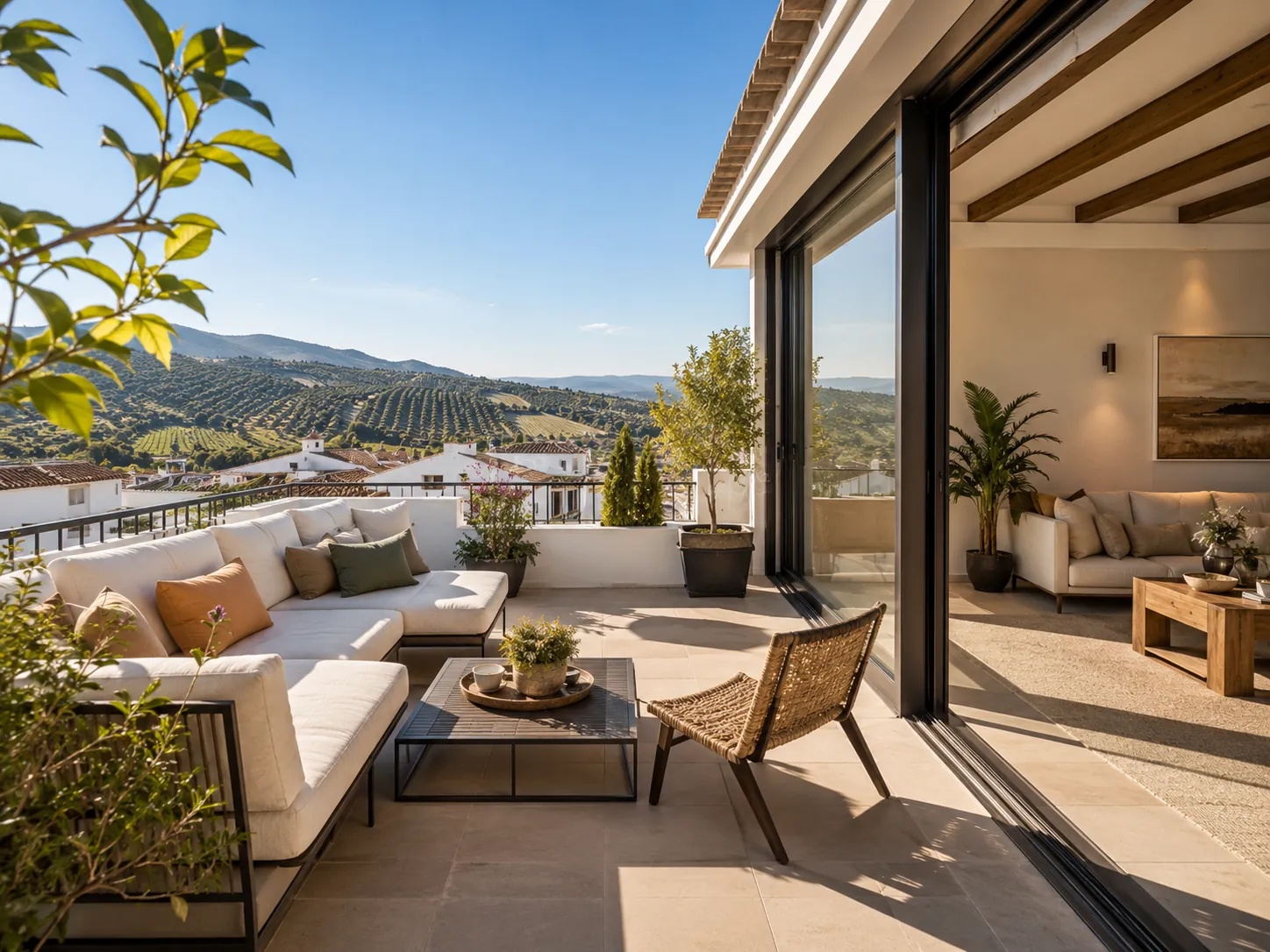 Salón luminoso de una vivienda preparada para la venta